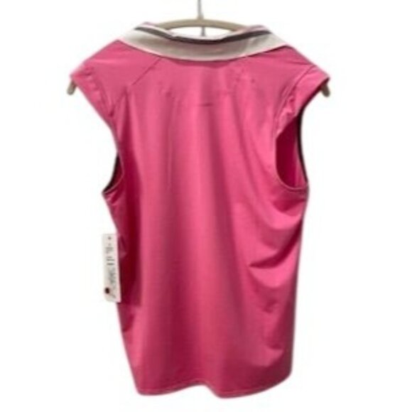 NWT Lucky In Love Womens Pink Sleeveless Polo Shirt Size M (8-10) Polyester/Span - Picture 4 of 4